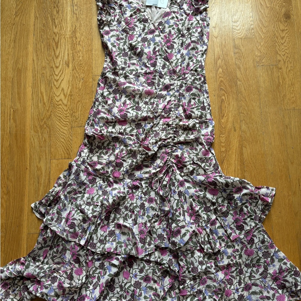 Cleobella Floral Tiered Maxi Dress in Purple and Cream